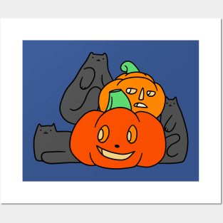 Cats and Pumpkins Posters and Art